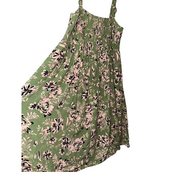Torrid 3 Green Pink Floral Print Sleeveless Maxi Dress Shirred Bodice Adjustable - Picture 3 of 11